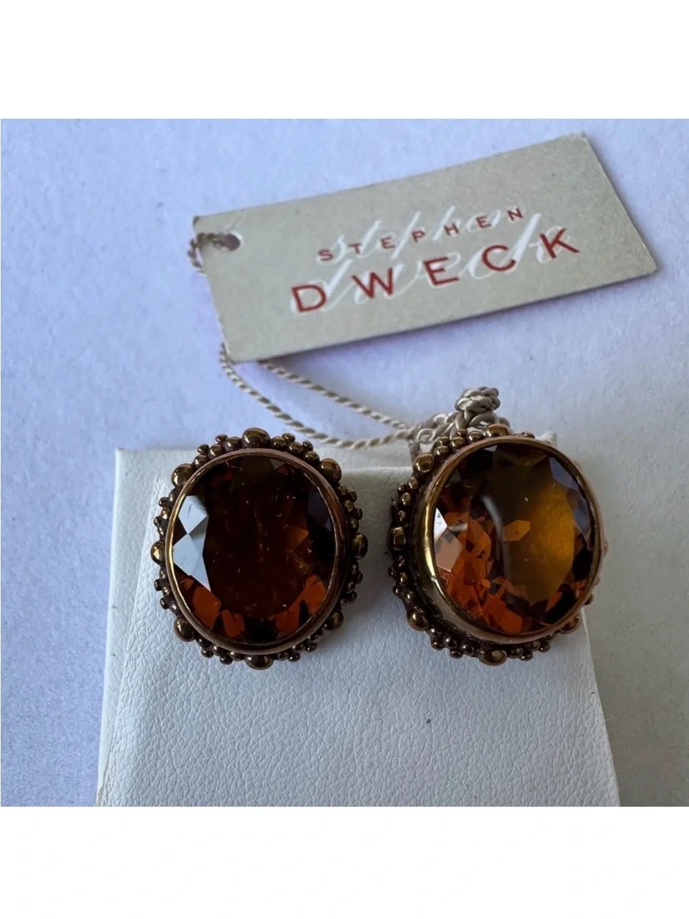 Sold NEW Stephen Dweck Bronze Citrine Bead Set Clip On Earrings Festival Boho